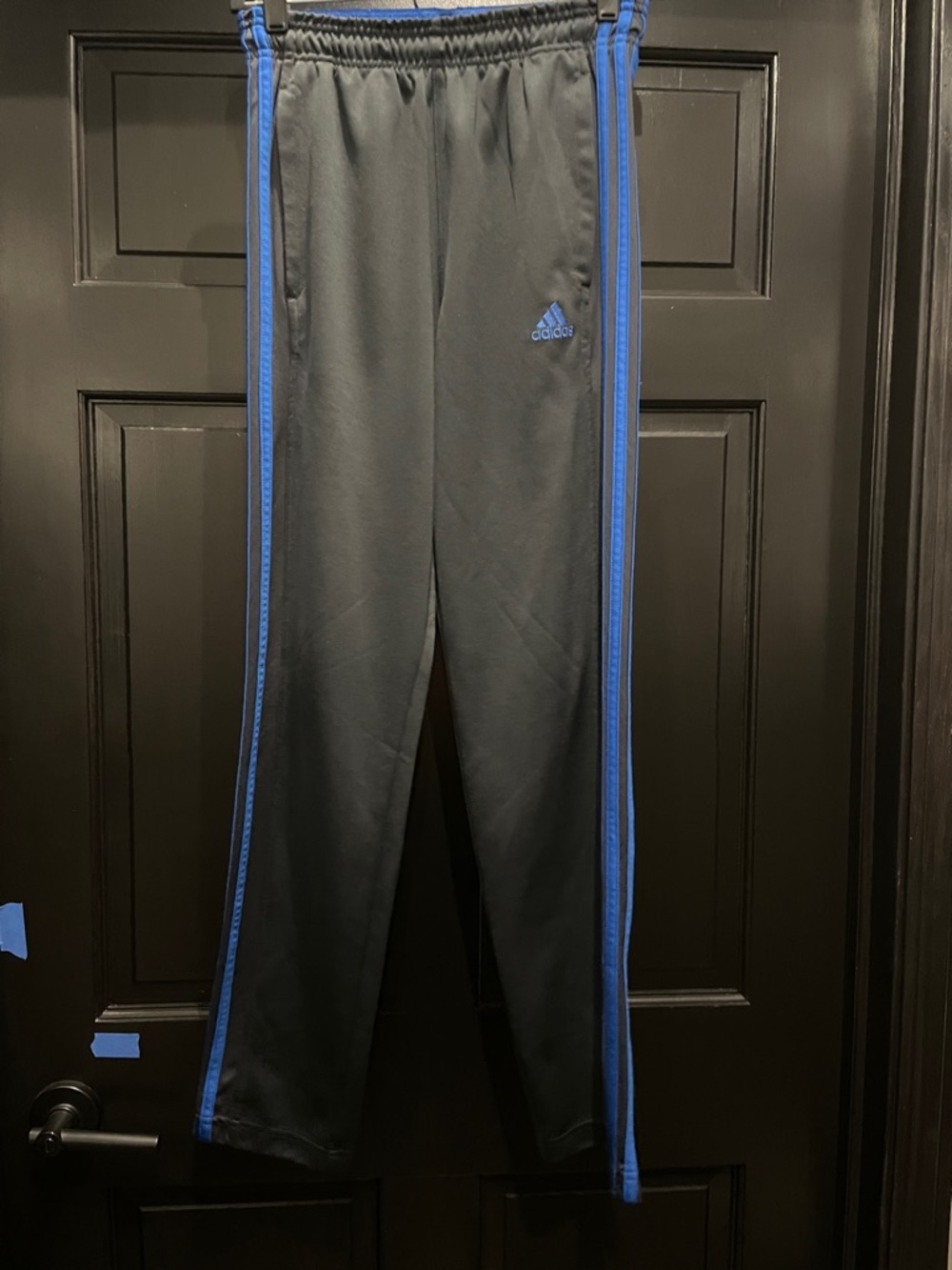 adidas Black Sweatpants with Blue Side Stripes